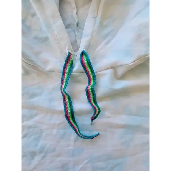 Pitusa Tie Dye Cropped Light Blue Embroidered Hoodie Size Large - Picture 2 of 6